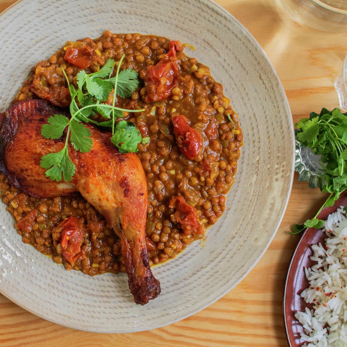 Grilat pui cu supă de linte indiană